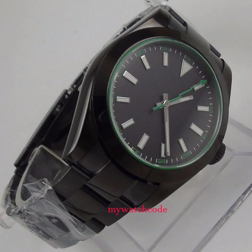 Мужские автоматические черные наручные часы с сапфировым стеклом 40 мм|Мужские