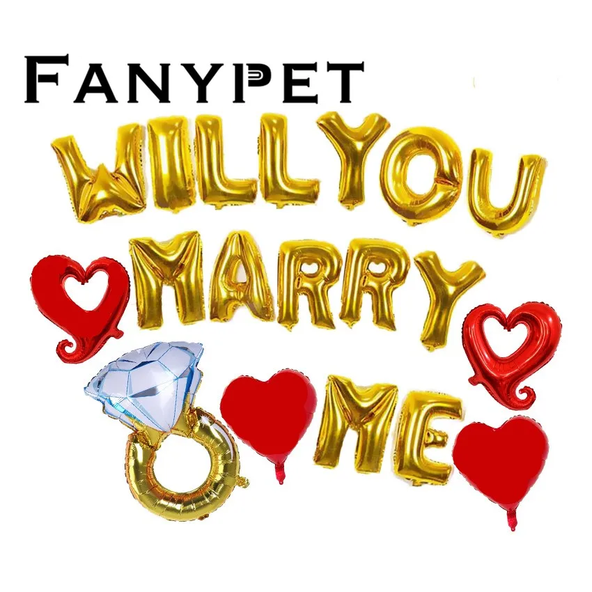 19 шт./лот будете ли вы marry me письмо кольцо с бриллиантом воздушные шары для невесты, чтобы быть прополка вечерние декоративные аксессуары для душа невесты