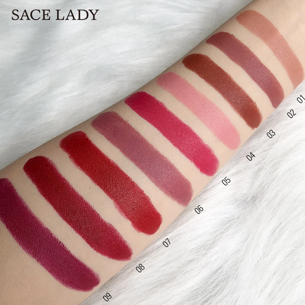 SACE LADY Шелковистые матовые губные помады водостойкие 9 цветов пигментированные