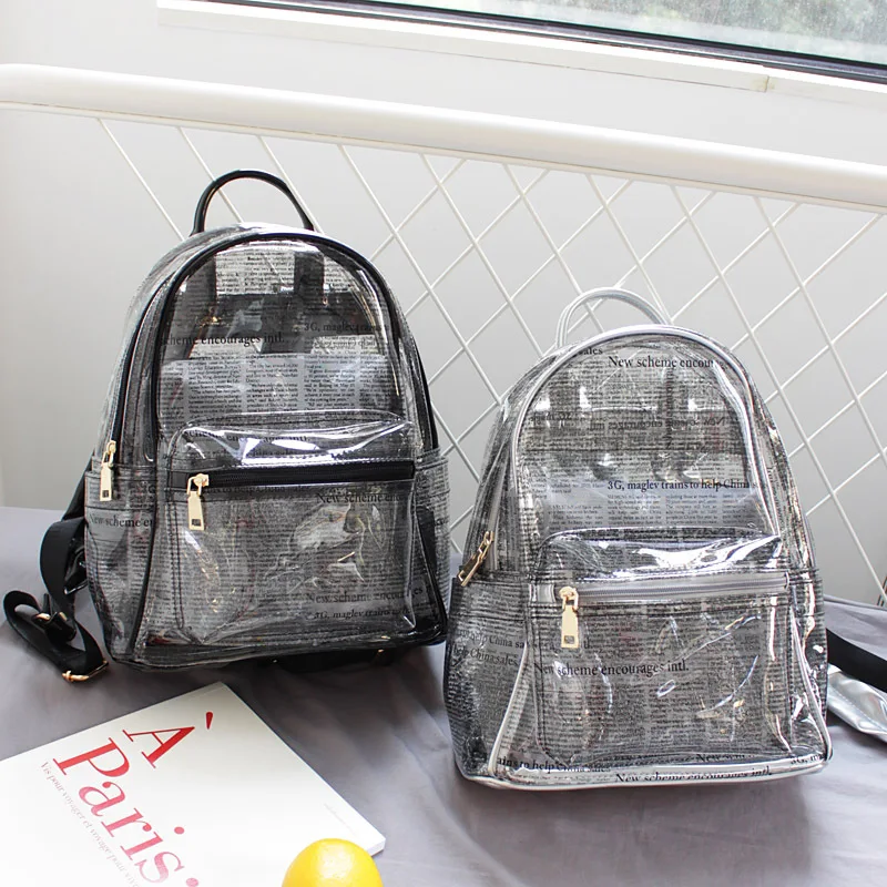 Женский прозрачный водонепроницаемый рюкзак из ПВХ с буквенным принтом и