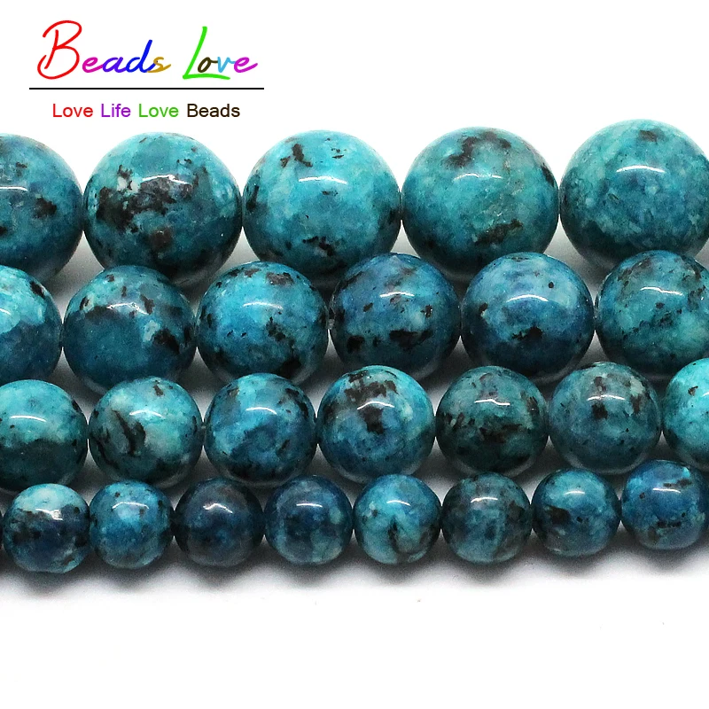 Натуральный Синий точечный камень 6/8/10/12 мм круглые бусины россыпью 15 5