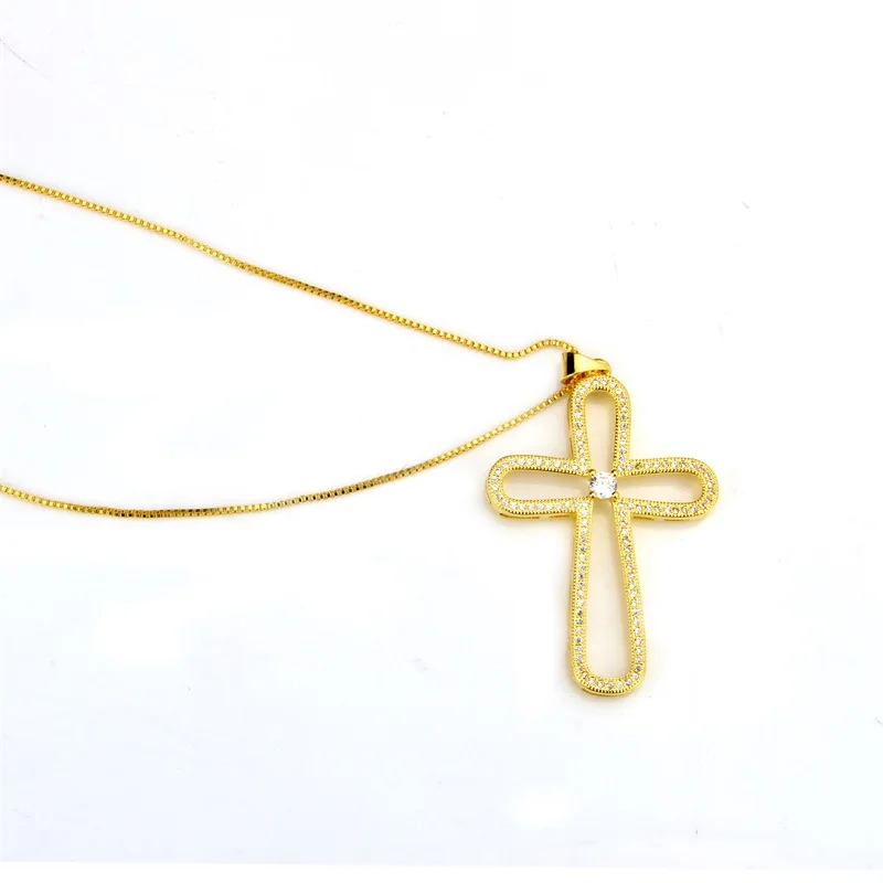 Новый дизайн оригинальное большое ожерелье с подвеской в виде полых крестов из