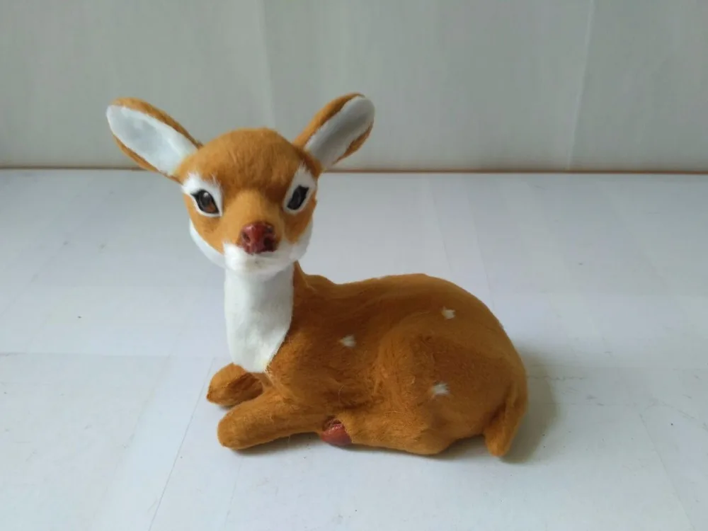 

simulation prone sika deer model,polyethylene&faux furs 12x8x13cm deer handicraft Figurines prop,home decoration toy gift a1828