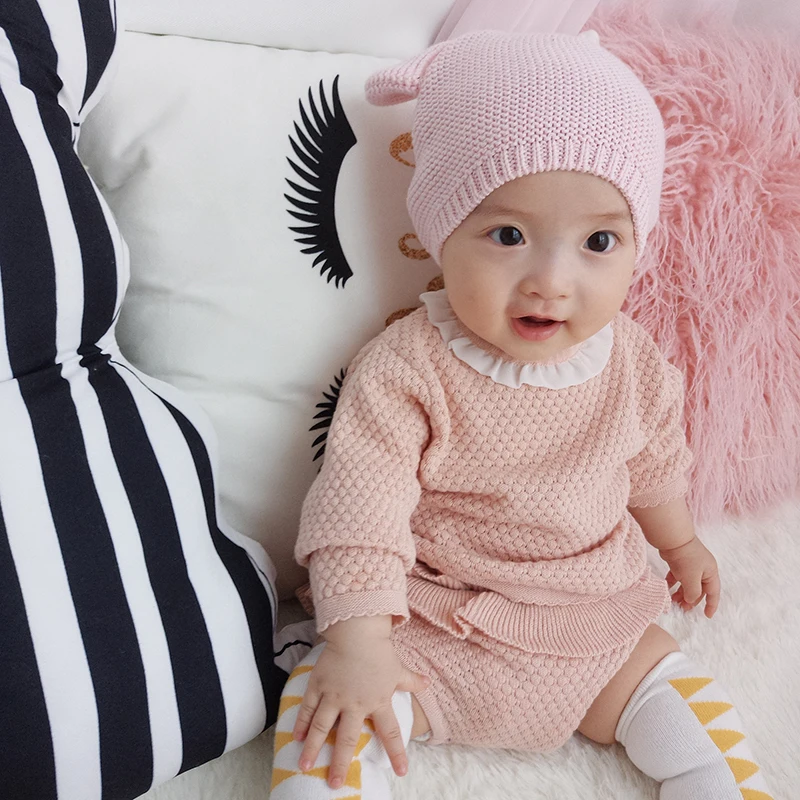 2018 оборками для маленьких девочек хлопковые трикотажные костюмы одежда с