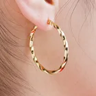 DoreenBeads, серьги для девочек и женщин, круглая закрутка золотого цвета 304 серьги-кольца из нержавеющей стали, 35 мм (1 38 