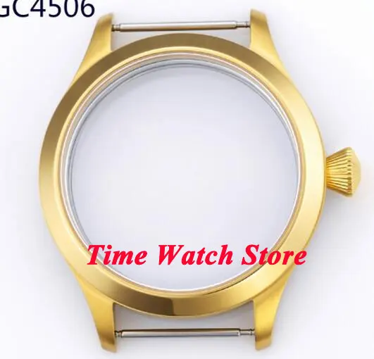 

45 мм fit 6497 6498 движение с золотым покрытием 316L нержавеющая сталь часы с сапфировым стеклом чехол C50
