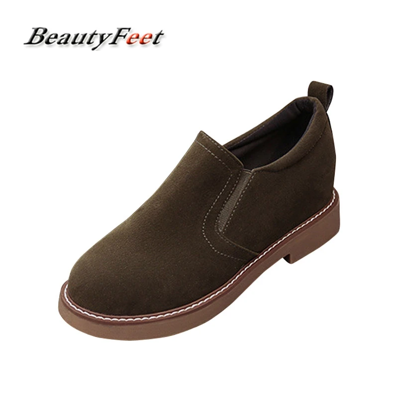 Весенняя женская обувь Женские однотонные лоферы на низком каблуке повседневная