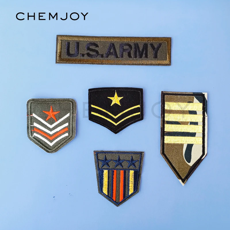 Military Embroidered Camouflage Patches Iron on Army Star Chevron Rank Applique Badges Clothing Stickers Tactical Uniform Patch |