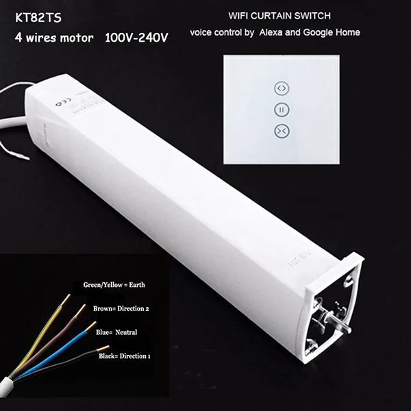 switch wth KT82TS S Стандартный трубчатый двигатель шторный мотор с Wi-Fi переключатель настенный переключатель для рулонных жалюзи рулонные шторы умный дом - Цвет: switch wth KT82TS