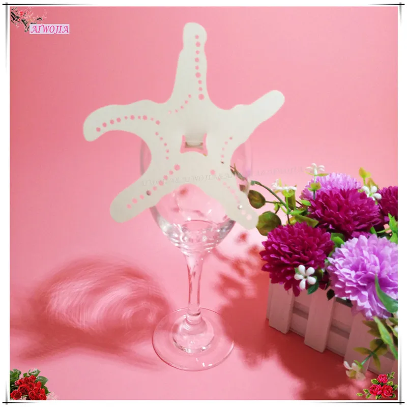 100 шт. стакан в форме морской звезды с лазерной резкой бокал для вина карточка