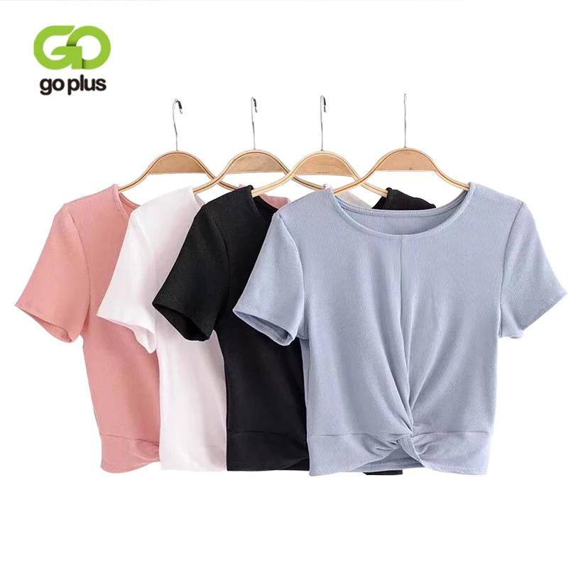 Женская трикотажная футболка GOPLUS с круглым вырезом и коротким рукавом летние
