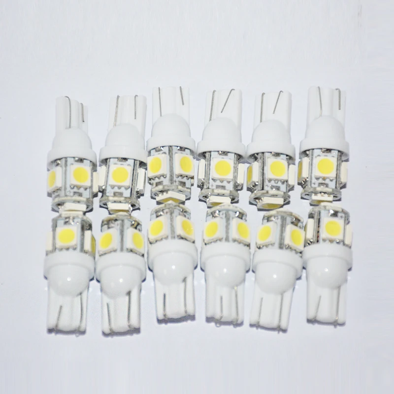 25 шт./лот ВОДИТЬ Автомобиль AC/DC 12v лампада огни T10 5050 5SMD супер белый w5w стоянки