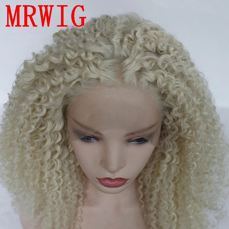 MRWIG 18 дюймовый кудрявый блонд #613 синтетический парик спереди можно выпрямить