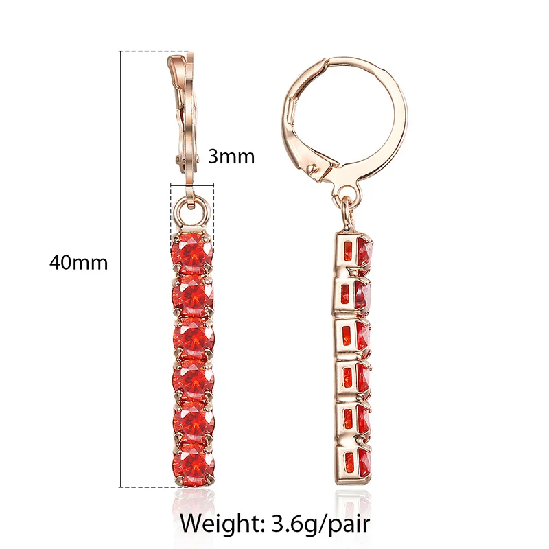 Red CZ GE245 6 цветов, кубический циркон, 585, розовое золото, серьги для женщин, горячие вечерние ювелирные изделия на свадьбу, Женские Висячие серьги, подарки на день Святого Валентина, GEM32 - Окраска металла: Red CZ GE245