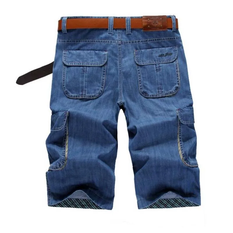 Новый Мода 2017 г. джинсовые штаны мужские тонкие Подрезанные комбинезоны для