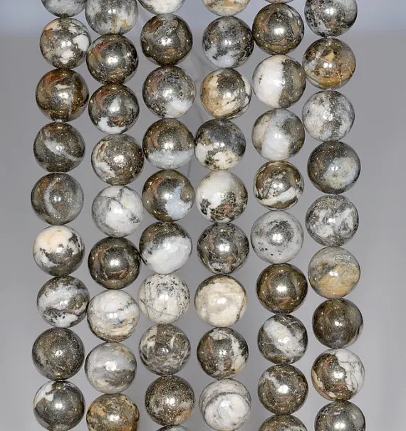 6 мм Железный Пирит вторжение драгоценный камень черный белый круглый бусины 15 5