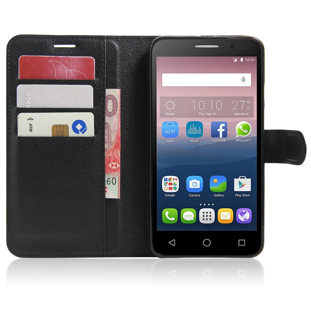 Флип кейс из искусственной кожи для Alcatel One Touch Pop 3 5 OT 5025 Подставка книг с магнитной