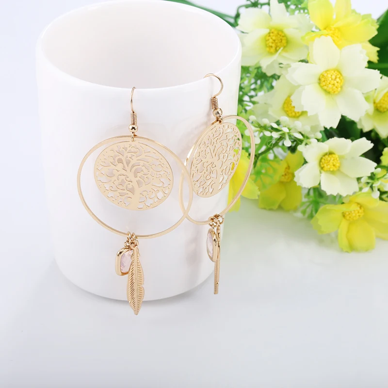 Женские Висячие серьги boucle d'oreille femme элегантные в европейском стиле с листьями дерева жизни