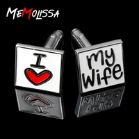 memolissa hot sale cufflinks for mens i love my wife design good husband cuff link men shirt charm copper cuff links wholesale