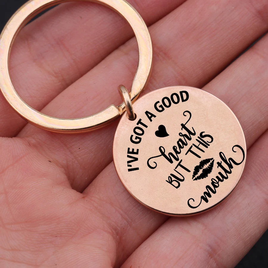 Брелок для ключей я получил .. Модная бижутерия с гравировкой в форме сердца и рта