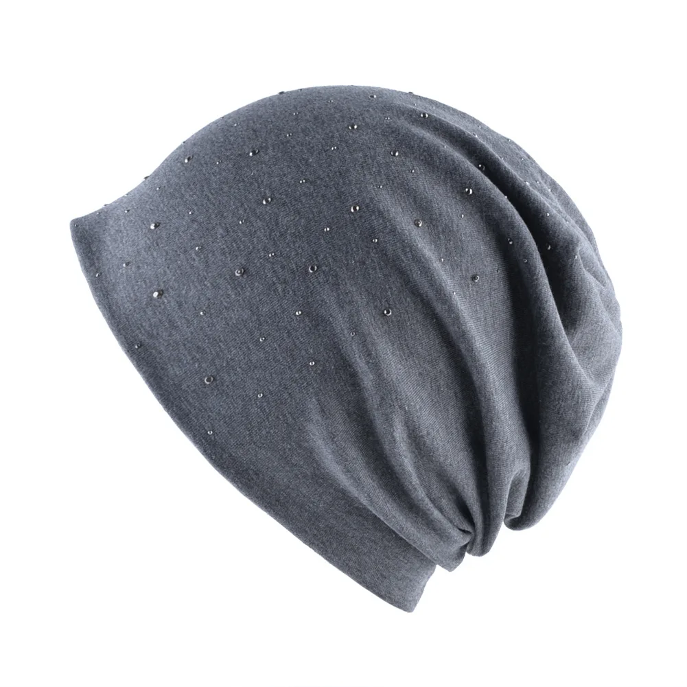 VEITHDIA Gypsophila, женская шапка, Skullies Beanies, вязаная шапка, s Bonnet, двухслойная хлопковая шапка, Осень-зима, DH47 - Цвет: Темно-серый
