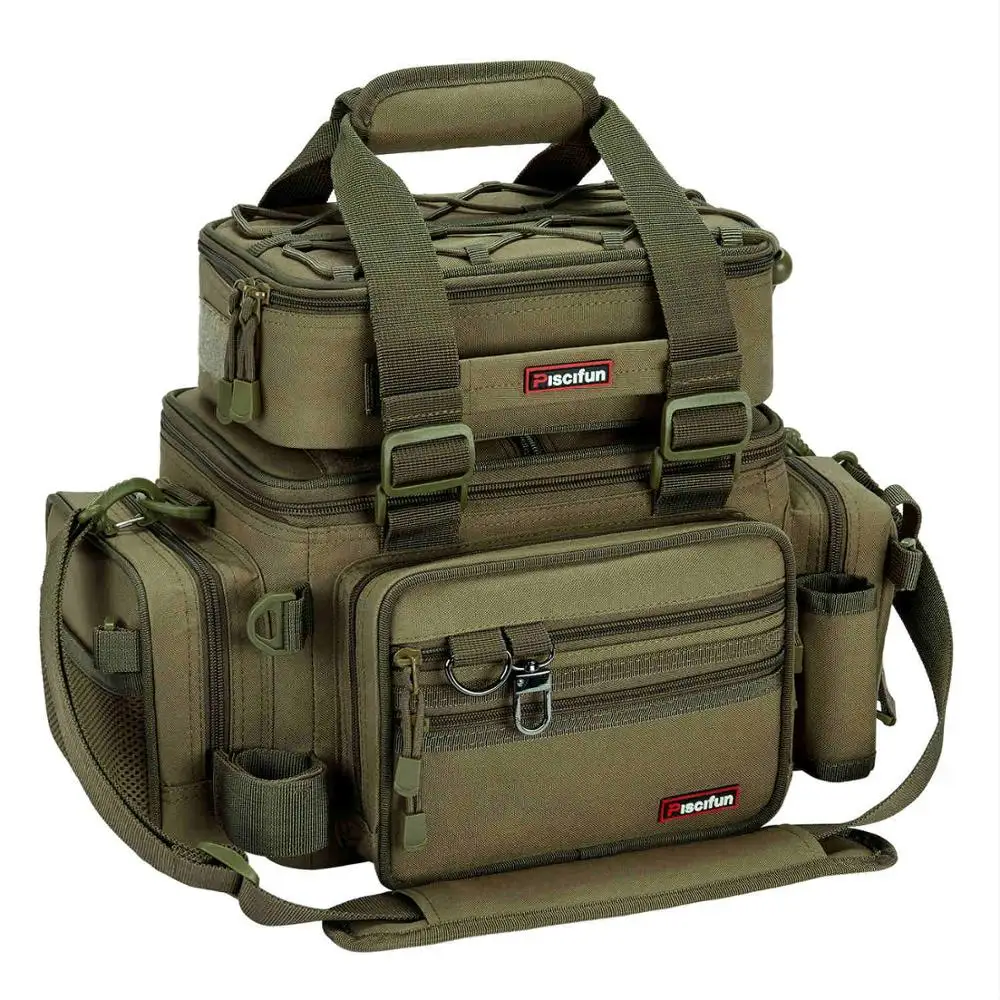 Khaki Piscifun сумка для рыбалки большой емкости портативная многофункциональная снасть сумка для путешествий - Цвет: Khaki