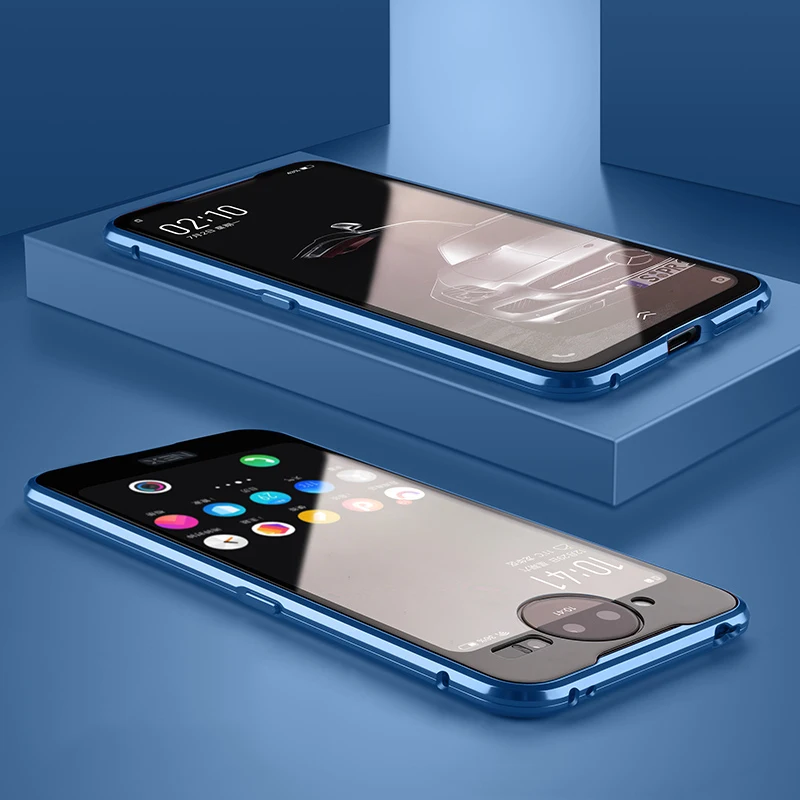 360 полная защита двухсторонний чехол из закаленного стекла для VIVO NEX двойной дисплей Роскошный Алюминиевый металлический магнитный чехол-бампер