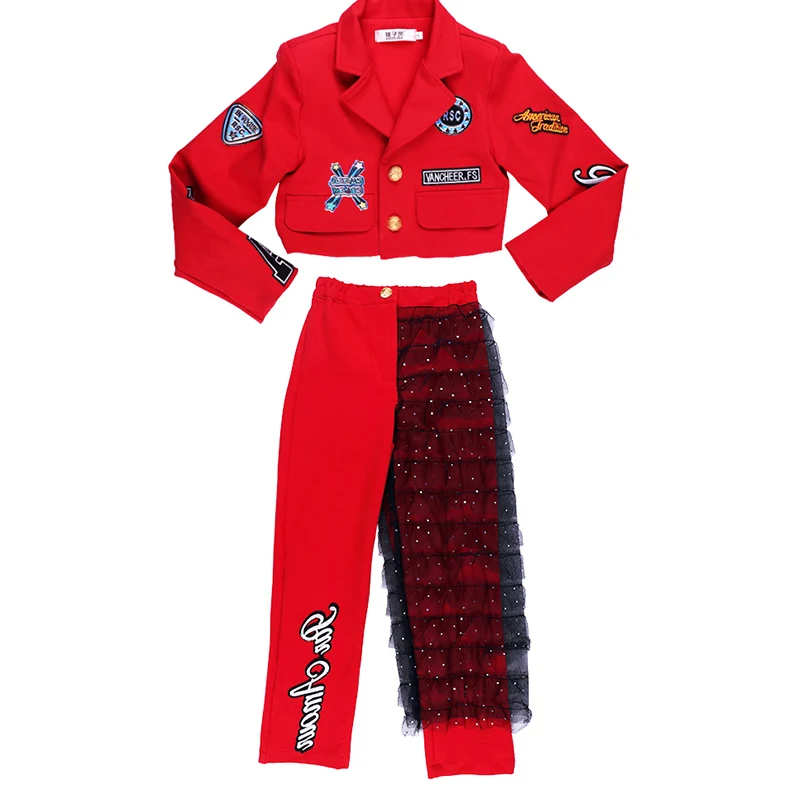 Зимний Детский костюм для танцев в стиле джаз красный детей уличные костюмы хип