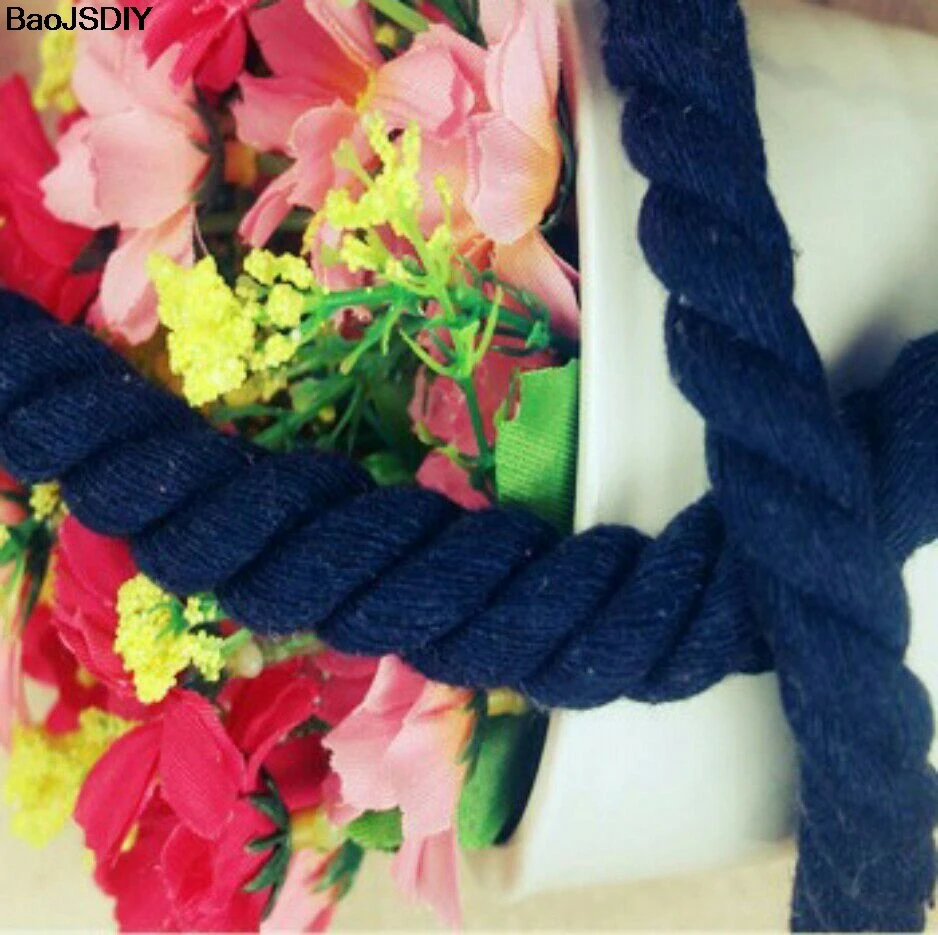 Navy Blue Диаметр 8 мм 10 мм 20 мм Красочные хлопок три нити витые шнуры Веревка Diy фурнитура Аксессуары(CA1003 - Цвет: Navy Blue