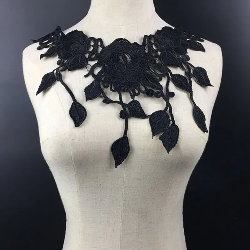 1 шт черный цветок декольте кружева аппликация Кружева Воротник для ткани одежда