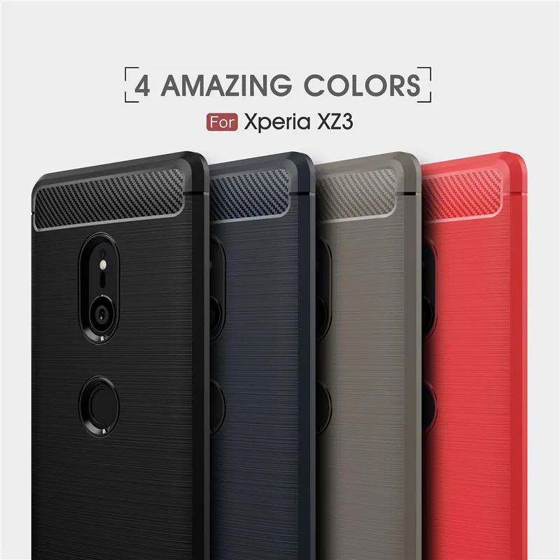 Чехол для телефона из углеродного волокна Sony Xperia XZ3 мягкий чехол ТПУ прочный
