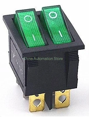 Green Kcd8 15A 250v AC двухполюсный gang кулисный переключатель 2 способ красный медные булавочные красный 220v лампы вкл/выкл переключатель с 6 шпильки - Цвет: Green