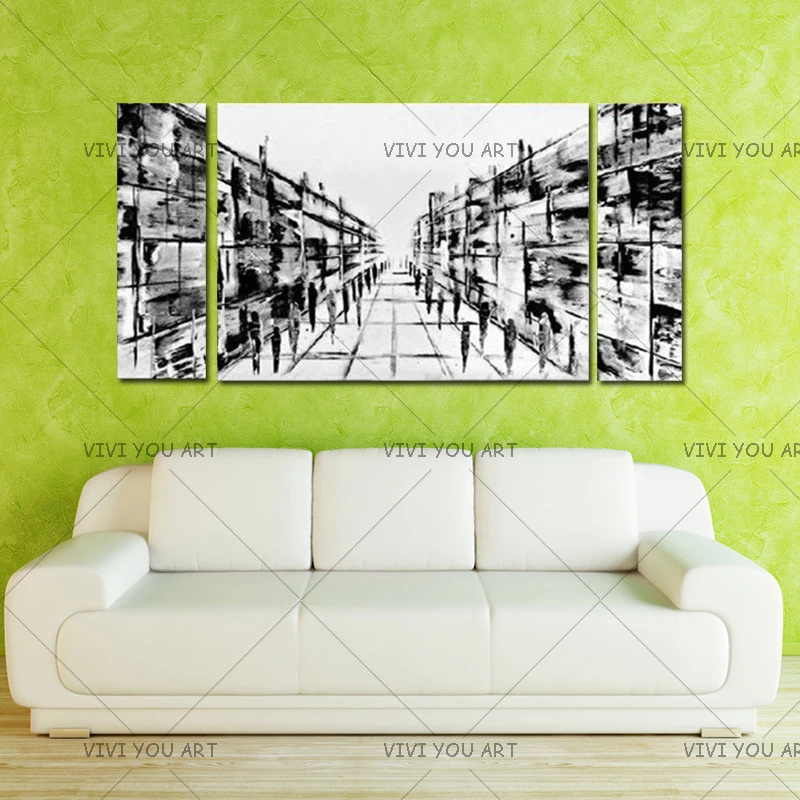 Новый ручной домашний декор холст художественная роспись Абстрактная городская