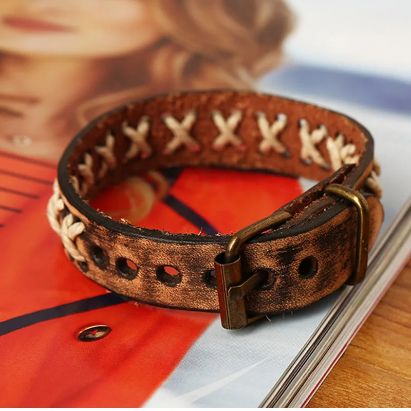 Модные Винтажные плетеные браслеты ручной работы в этническом стиле из коровьей