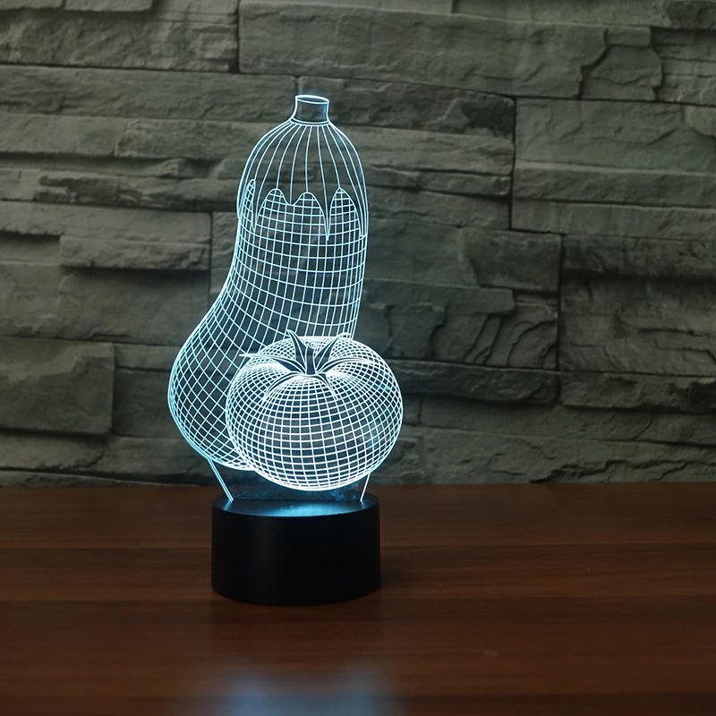 Овощи LED 3D лампа баклажаны томаты форма RGB ночник красочный настольный светильник