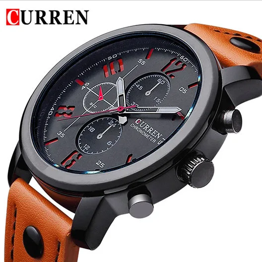 Часы CURREN Мужские спортивные деловые кварцевые с кожаным ремешком|wristwatch brand|wristwatch