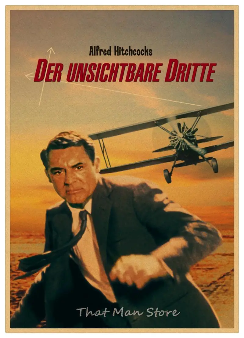 Psycho Notorious North by Northwest Hitchcock домашний интерьер украшения Крафт Фильм Ретро плакат рисунок core наклейки на стену - Цвет: Темный хаки