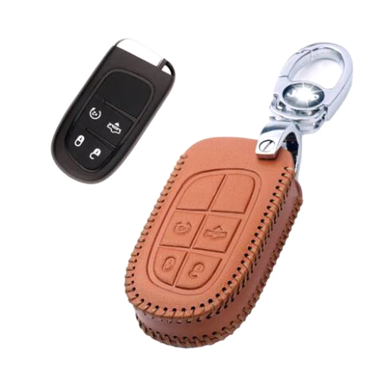 Кожаный чехол брелок с 4 кнопками для дистанционного ключа Dodge серии C|leather key fob
