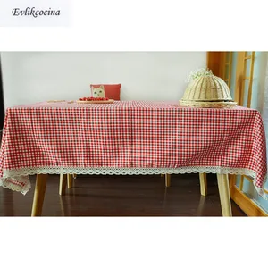 Скатерть кружевная в китайском стиле, красная клетчатая скатерть из хлопка и льна, покрытие для обеденного стола, для кухни, домашнего декора, бесплатная доставка