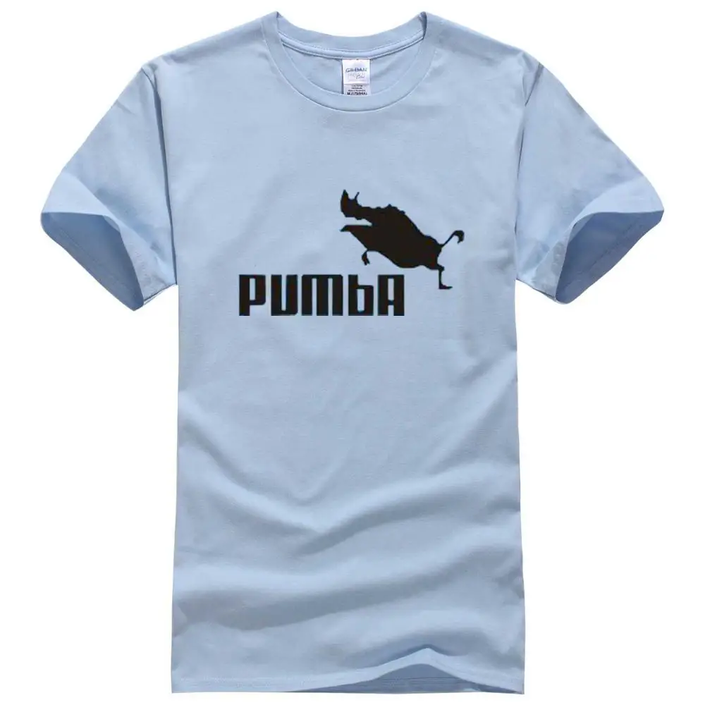 Забавные милые футболки homme Pumba, мужские хлопковые топы с короткими рукавами, крутая футболка, милый кавайный летний Трикотажный костюм, футболка - Цвет: 9009 light blue