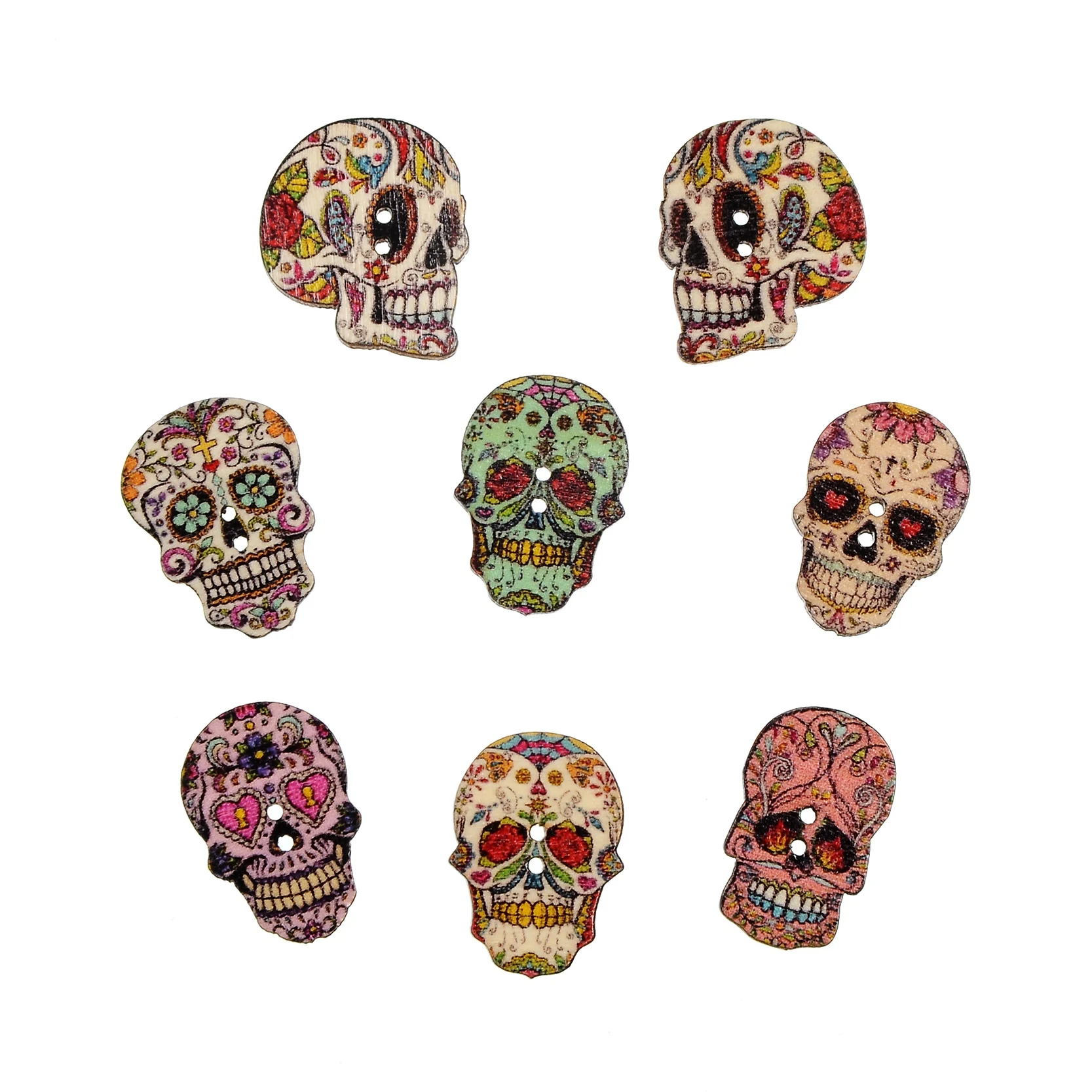 50 шт. 2 отверстия смешанные черепа окрашенные натуральные декоративные