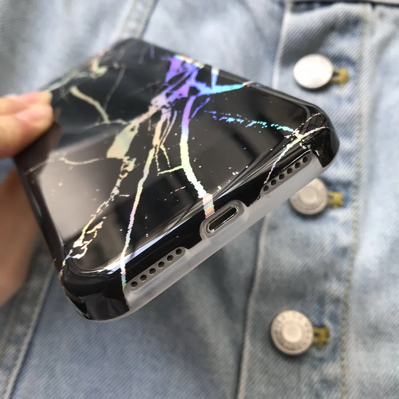 Чехол для телефона Netarlier iphone 7Plus 8Plus черный с мрамором полной защитой экрана