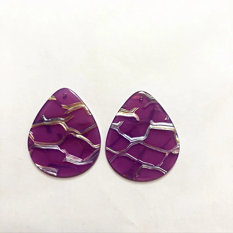 purple Новое поступление! 34x28 мм 100 шт./лот акриловые полосы каплевидной формы подвески для сережек аксессуары серьги/ювелирные изделия Сделай Сам - Цвет: purple