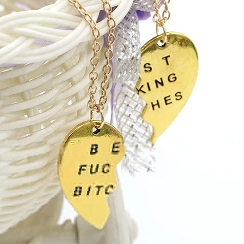 2 шт./компл. с буквами сердца резьбой сочетающиеся BFF ювелирные изделия подвеска