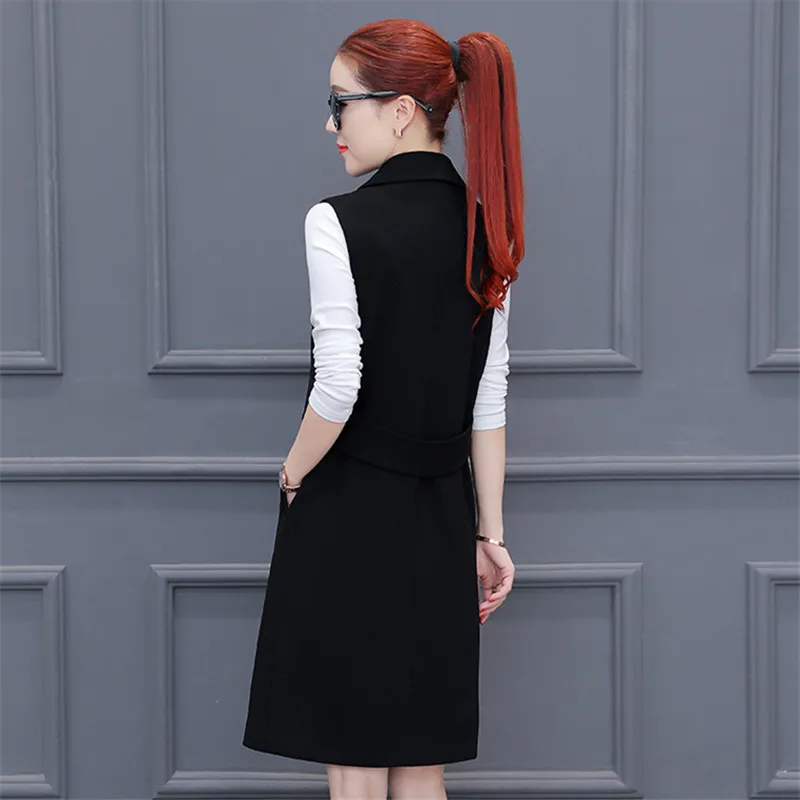Fashion Autumn Long Waistcoat Women Vest 2018 Plus size Elegant Sleeveless Coat Black Suit Jacket Slim Ladies Clothes 3XL | Женская