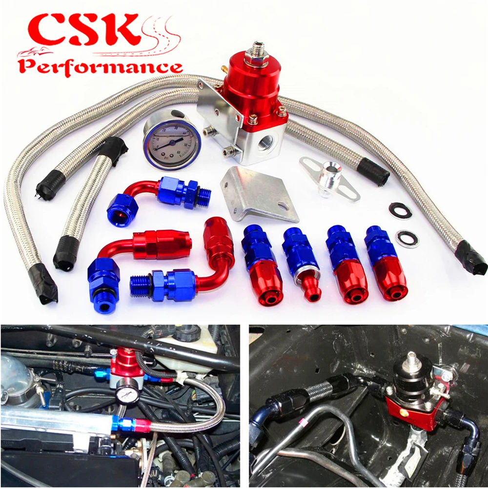 Регулируемый регулятор давления топлива Манометр комплект AN6 фитинг конец