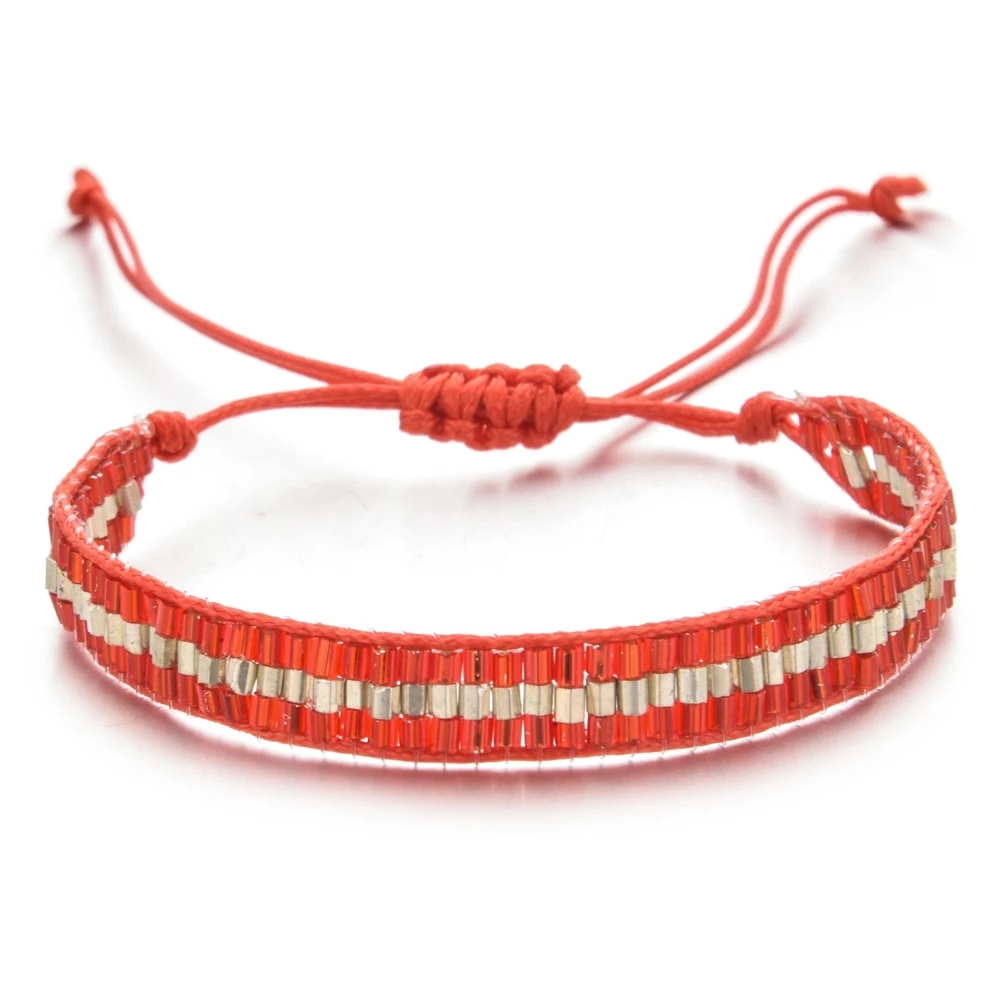 Bohemia Woman Men Crystal Seed Beads Bracelet Adjustable Weave Rope Chain Charms Bracelets Wristband Anklet Handmade Jewelry