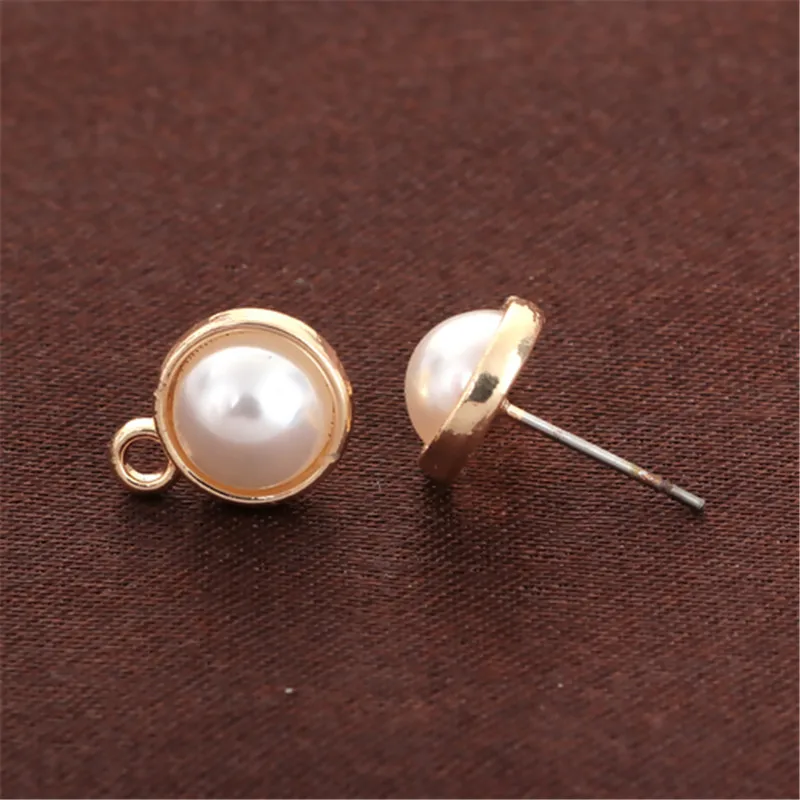 DoreenBeads, цинковый сплав и акрил, серьги-гвоздики, фурнитура, Круглый, золотой, белый, имитация жемчуга, ювелирные изделия, сделай сам, подвески, 10 шт
