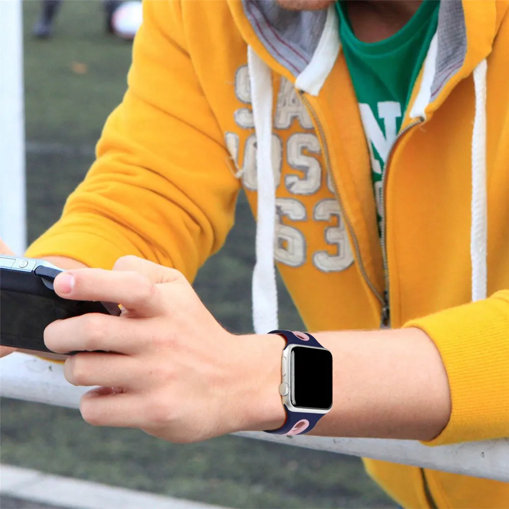 Essidi браслет из мягкой резины ремешок для Apple Watch серии 1 2 3 4 5 Smart Band Loop 38 мм 40 мм 42 мм 44 мм ремешок для Iwatch