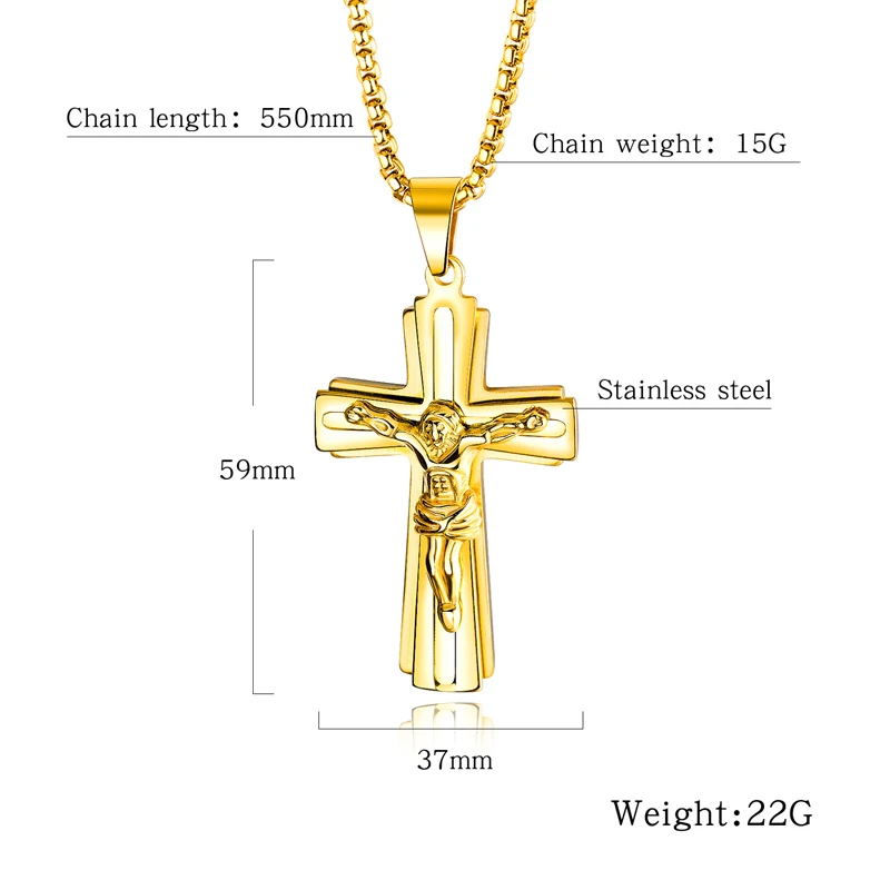 Высокое качество из нержавеющей стали крест Иисуса ожерелья и подвески для